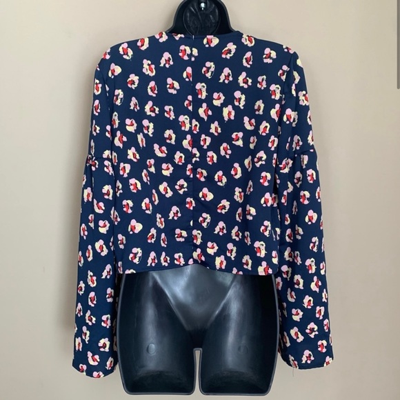 BCBG Navy Floral Tie Front Top - Picture 9 of 9